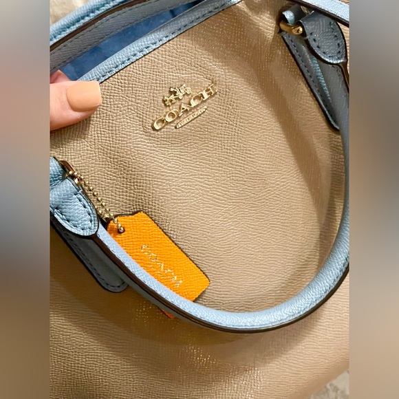 Coach Margot colorblock blue and orange leather carryall shoulder bag - Picture 8 of 10